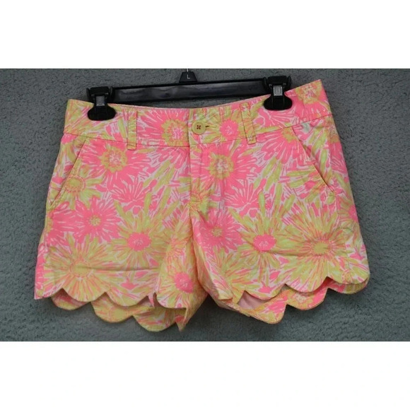 Lilly Pulitzer Womem's Buttercup Shorts-Sz. 0-Scalloped Hem-Pockets - Picture 1 of 9